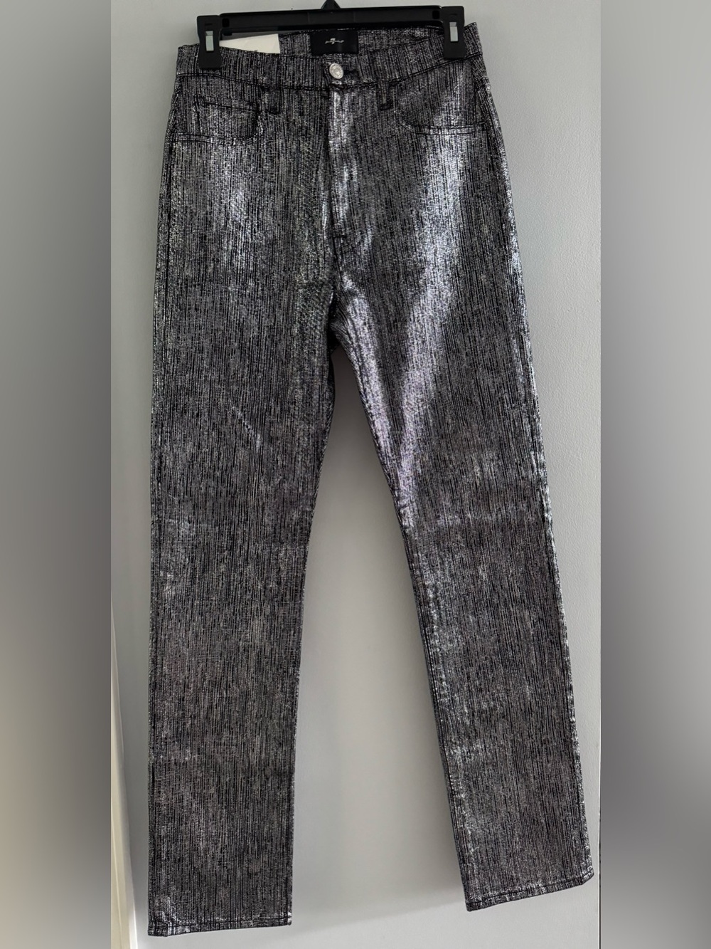 7 For All Mankind Easy Slim Foil Dot High Rise- 27 NWT 11” Rise MSRP $248